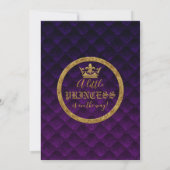 Royal Purple & Gold Drapes Scroll Baby Shower Invitation (Back)