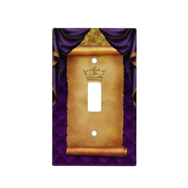 Royal Purple Gold Drapes Scroll Castle Kingdom Light Switch Cover (Front)