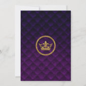 Royal Purple & Gold Drapes Scroll Wedding Invitation (Back)