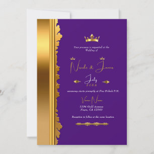 Royal Purple Gold Elegant Glam Wedding   Invitation
