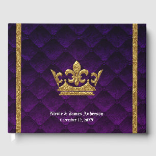 Royal Purple & Gold Elegant Glamour Wedding Guest Book