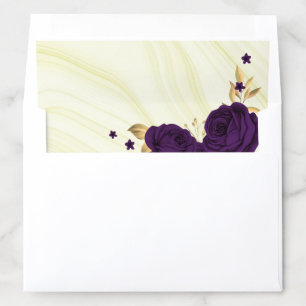 royal purple gold floral marble wedding envelope liner