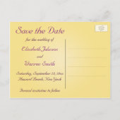 Royal Purple, Gold Floral Save the Date Postcard (Back)