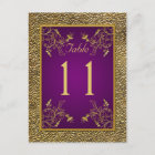 Royal Purple, Gold Floral Table Number Post Card
