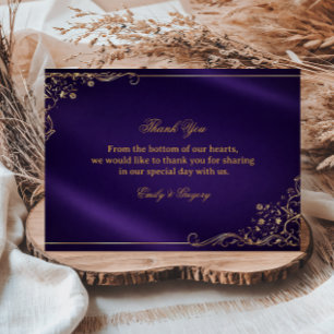Royal Purple Gold Floral Thank You Card