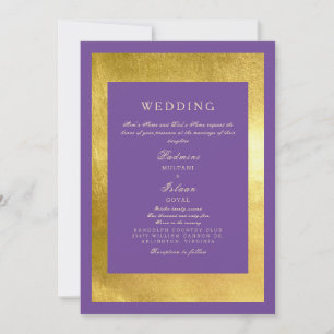Royal Purple & Gold Indian Style Wedding Invitation
