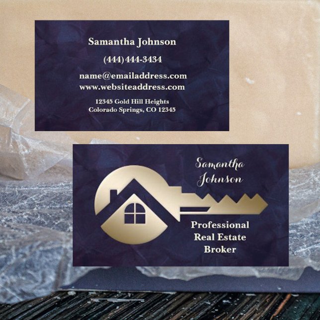 Royal Purple Gold Key Real Estate Business Card (Creator Uploaded)