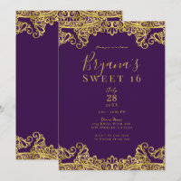 Royal Purple & Gold Lace Elegant Sweet 16 Party