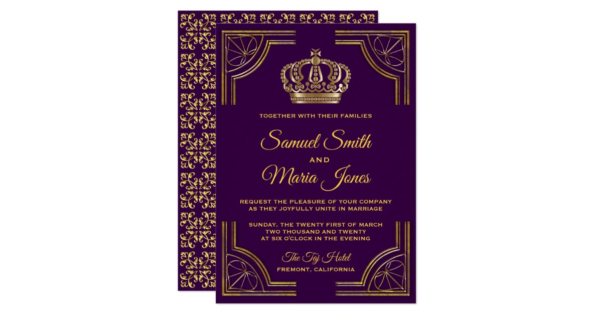 royal purple wedding invitations royal purple gold ornate crown wedding invitation zazzle royal purple wedding invitations royal purple gold ornate crown wedding invitation zazzle
