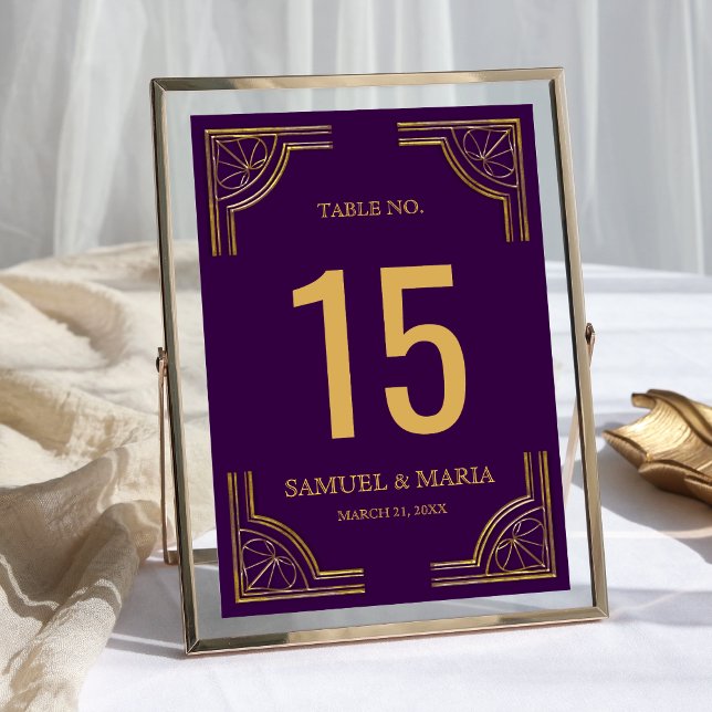Royal Purple Gold Ornate Wedding Table Number (Creator Uploaded)