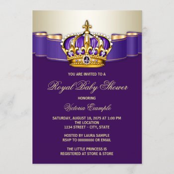 Royal Purple Gold Princess Baby Shower Invitation by The_Baby_Boutique at Zazzle