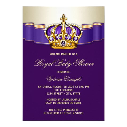 Royal Purple Gold Princess Baby Shower Invitation Zazzle Com