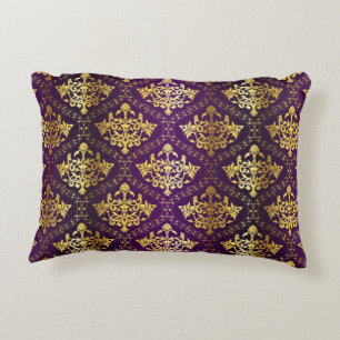 Royal Purple & Gold Throw Pillow
