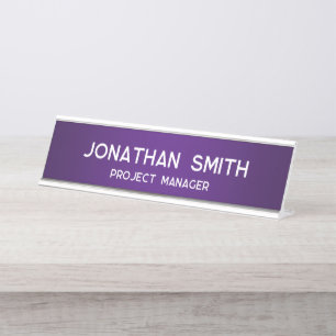 Royal Purple Gradient Bold White Name Desk Name Plate