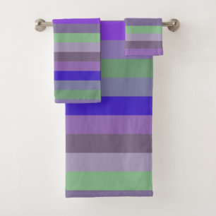 Royal Purple, Gray, Sage Green, Lavender, Magenta Bath Towel Set