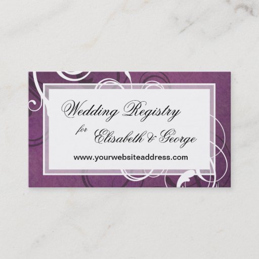 Customizable Royal Purple Grunge Damask Elegant Wedding Business Card Templates
