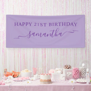 Royal Purple Happy 21st Birthday Ribbon Name Banner