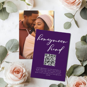 Royal Purple Honeymoon Fund with Couple Photo Enclosure Card
