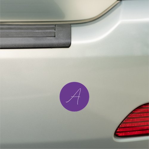 Royal Purple Initial Letter Monogram Calligraphy Car Magnet
