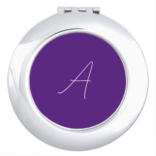 Royal Purple Initial Letter Monogram Calligraphy Compact Mirror