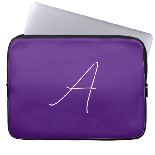 Royal Purple Initial Letter Monogram Calligraphy Laptop Sleeve