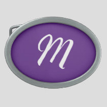 Royal Purple Initial Letter Monogram Modern Style Belt Buckle