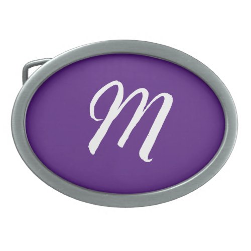 Royal Purple Initial Letter Monogram Modern Style Belt Buckle