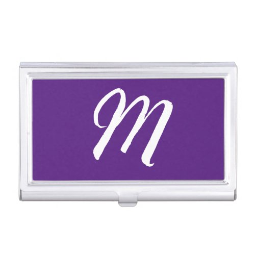 Royal Purple Initial Letter Monogram Modern Style Business Card Case