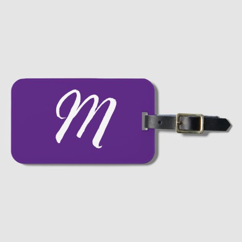 Royal Purple Initial Letter Monogram Modern Style Luggage Tag