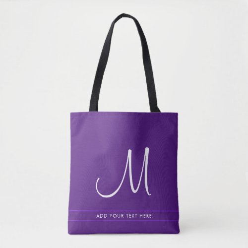 Royal Purple Initial Monogram Typography Template Tote Bag