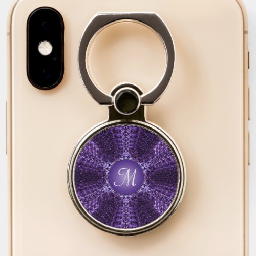 Royal Purple Jewel Initialed Phone Ring Stand