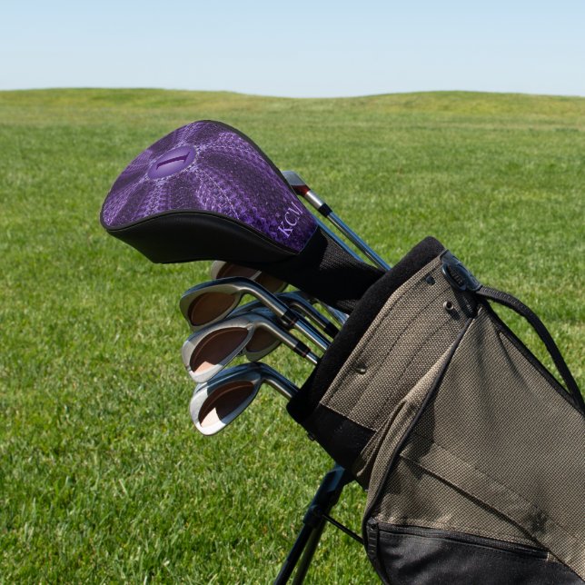 Royal Purple Jeweled Monogram Golf Head Cover (In Situ)