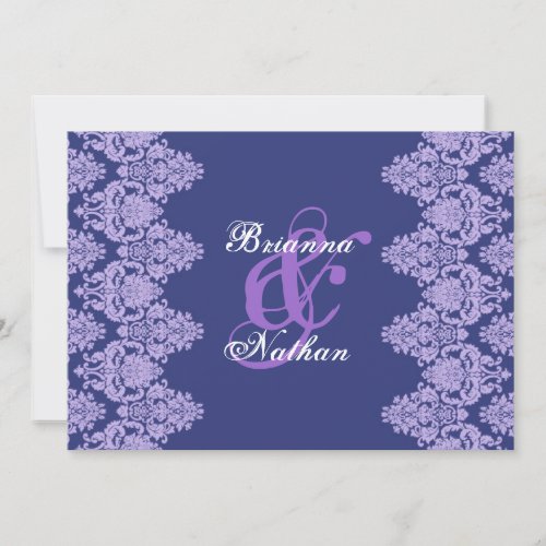 Royal Purple &amp; Lavender Damask Wedding Invitation