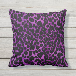 Royal Purple Leopard Print Outdoor Pillow