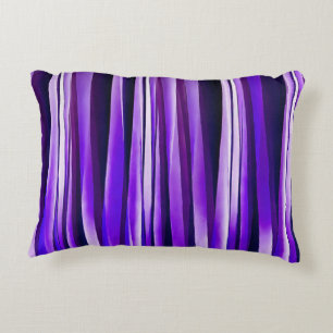 Royal Purple, Lilac and Silver Stripy Pattern Accent Pillow