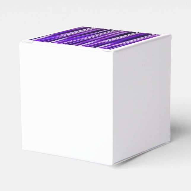 Royal Purple, Lilac and Silver Stripy Pattern Favor Boxes (Front Side)
