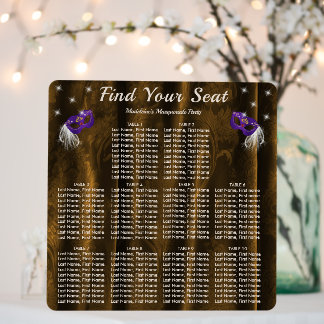 Royal Purple Masquerade Gold Damask Seating Chart Foam Board