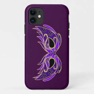Royal purple masquerade mask iPhone 11 case
