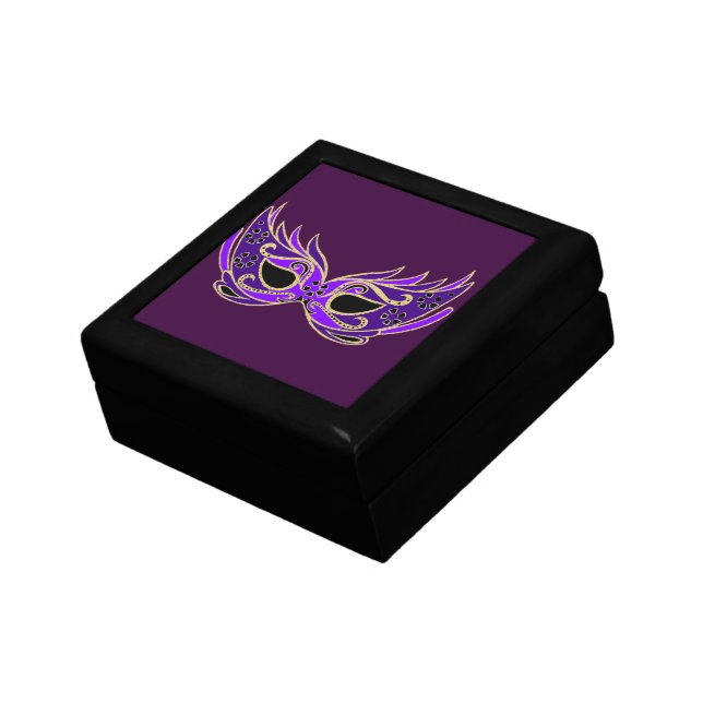 Royal purple masquerade mask keepsake box (Side)