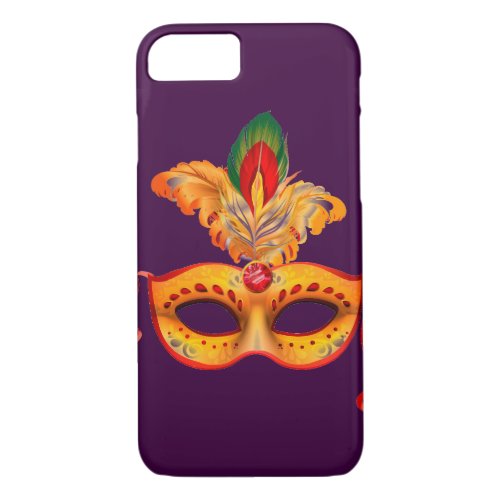 Royal purple masquerade mask mardi gras iPhone 87 case