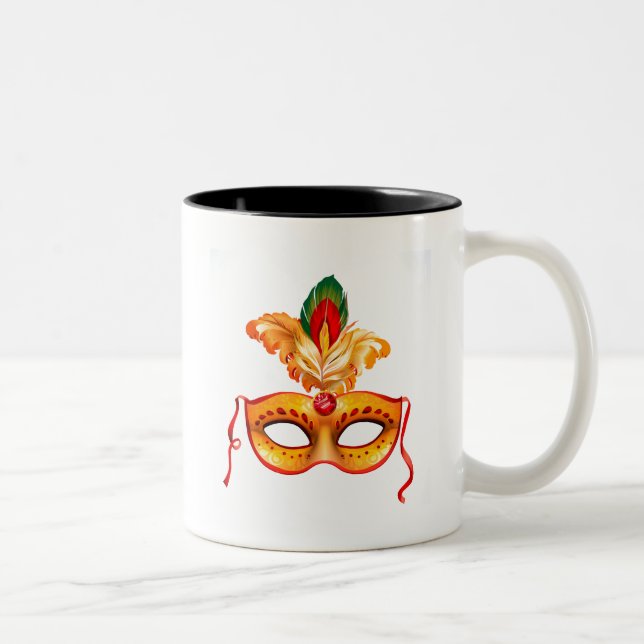 Royal purple masquerade mask mardi gras Two-Tone coffee mug (Right)