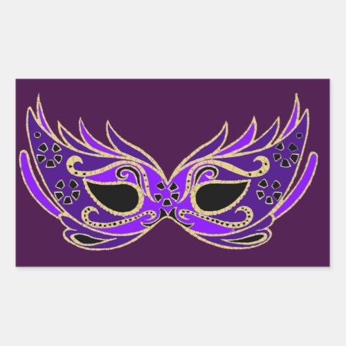 Royal purple masquerade mask rectangular sticker