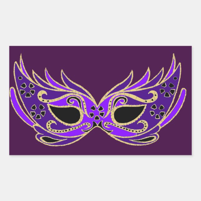 Royal purple masquerade mask rectangular sticker (Front)