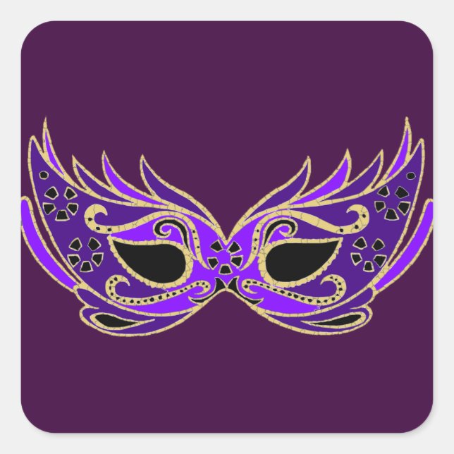 Royal purple masquerade mask square sticker (Front)