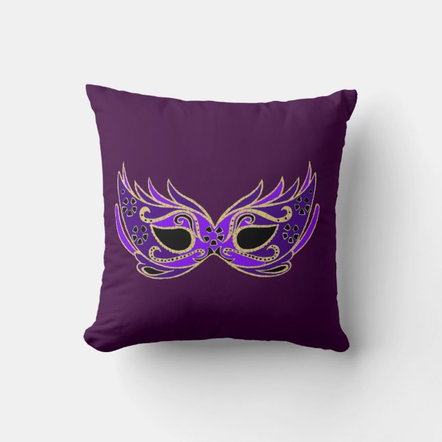 Royal Purple Masquerade mask Throw Pillow (Front)