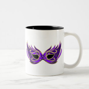 Royal purple masquerade mask Two-Tone coffee mug