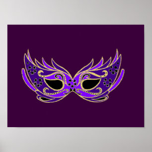 Royal purple masquerade theatrical mask poster
