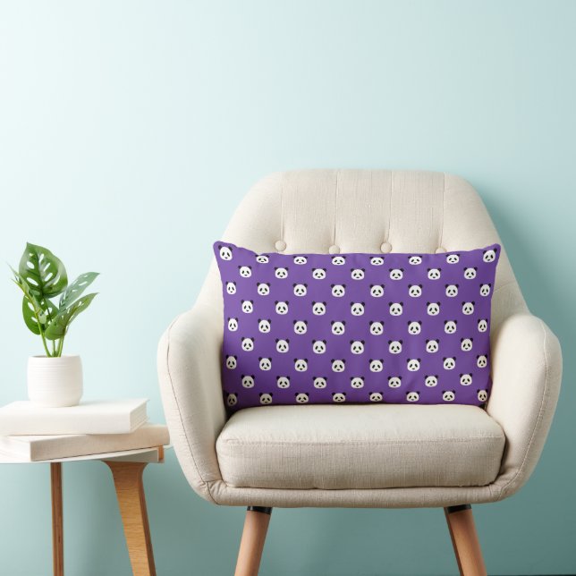 Royal Purple - Minimalist Panda Pattern Lumbar Pillow (Chair)