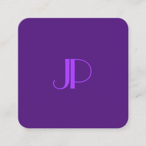 Royal Purple Modern Elegant Monogram Template Square Business Card
