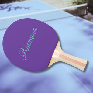 Royal Purple Modern Name Trendy Minimalist Ping Pong Paddle